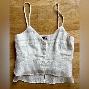 NBD cropped spaghetti strap hook closure top, size Medium